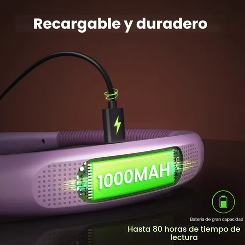 Miniatura 4 de Glocusent Luz de Libro, Luz de Lectura de 3 Colores y 6 Niveles de Brillo, Luz de Cuello Flexible, Luz de Libro Recargable de 80 Horas de Duración