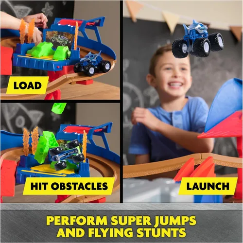 Miniatura 9 de Monster Jam, Set de Mini Lanzaderas, Incluye Monster Mutt y Earth Shaker, Camiones Monstruo de Metal a Escala 1:87, Juguetes para Niños de 3, 4, 5