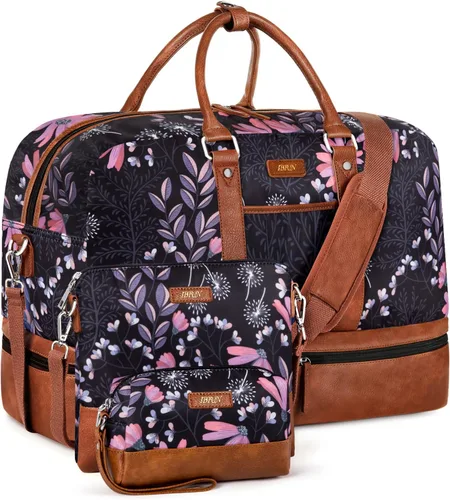 Miniatura 48 de IBFUN Bolsas de fin de semana para mujer, bolsa grande de lona para viaje, bolsa de viaje con compartimento para zapatos, 21 pulgadas, juego de 3