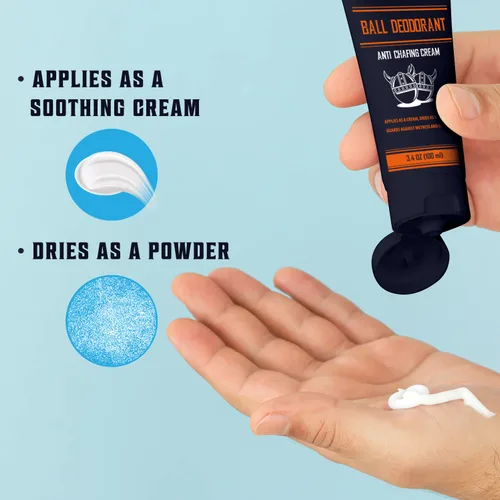 Miniatura 5 de Viking Revolution Desodorante de bolas para hombres con aloe vera y verdolaga - Sin talco, secado rápido, crema de ingle antirozaduras para hombres