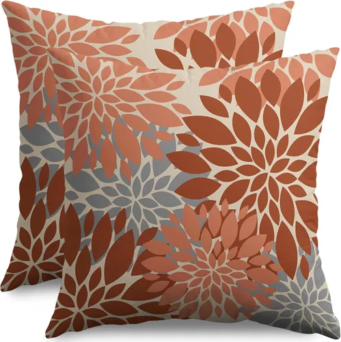 Miniatura 45 de Fundas de Almohada Azul Aguamarina 16X16 Pulgadas Juego de 2, Flores de Dalia Primavera Verano Floral Crema Fundas de Almohada Decorativas