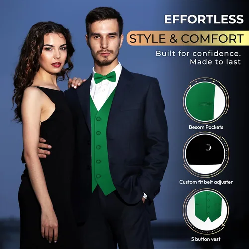 Miniatura 3 de Conjunto de chaleco formal sólido para hombre, esmoquin, chaleco y pajarita para traje o esmoquin