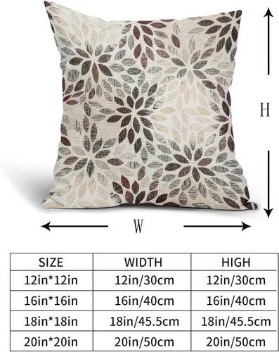 Miniatura 4 de Juego de 2 fundas de almohada de dalia roja burdeos de 20 x 20 pulgadas, fundas de almohada cuadradas decorativas de flores geométricas rústicas