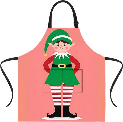 Miniatura 51 de ANNA QUEEN Delantal de Feliz Navidad para mujeres y hombres con bolsillos, delantal de muñeco de nieve, delantal de cocina ajustable para cocinero