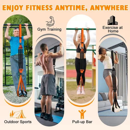 Miniatura 5 de Two Foot Pull Up Assistance Bands,Heavy Duty Pull Up Workout Bands,Adjustable Weight/Size with Comfortable Fabric Feet/Knee Rest for Home Gym