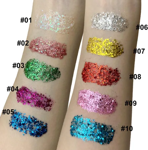 Miniatura 5 de Mysense Gel de purpurina corporal azul real, maquillaje con purpurina para el cabello de la cara para conciertos, accesorios para festivales