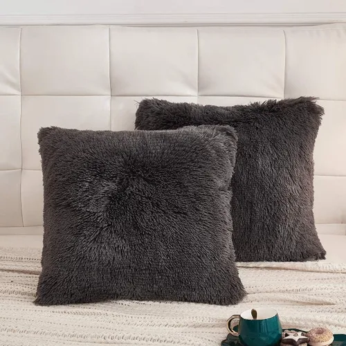 Miniatura 27 de LIFEREVO Paquete de 2 fundas de almohada de piel sintética esponjosa, fundas de almohada cuadradas de 18 x 18 pulgadas, fundas de almohada Blanco
