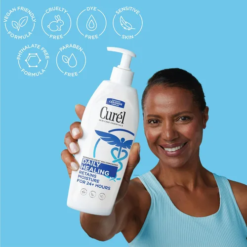 Miniatura 4 de Curel Loción diaria curativa para manos y cuerpo, hidratante nutre la piel seca con complejo avanzado de ceramida, repara la barrera de humedad, 13