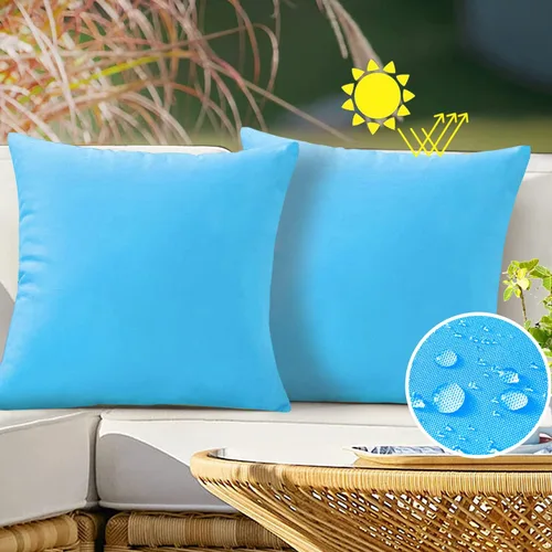 Miniatura 13 de VAKADO - Juego de 2 fundas de cojín decorativas impermeables para exteriores, 16x16 pulgadas, para sofá, jardín, banco, porche, decoración de Aqua