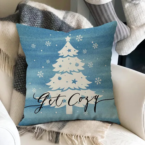Miniatura 5 de Fahrendom Juego de 4 fundas de almohada decorativas con diseño de copo de nieve de invierno de 20 x 20 pulgadas, diseño de hojas de árbol de Navidad