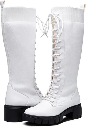 Miniatura 3 de Vepose Botas altas hasta la rodilla con plataforma de encaje 953 para mujer con tacón grueso y cómodo