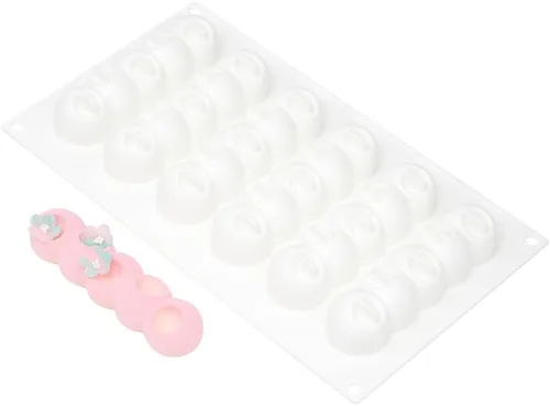 Pastry Tek - Molde de flores para 6 cavidades, 1 molde de chocolate con flores listas para horno, flexible, congelable, de silicona blanca, fácil