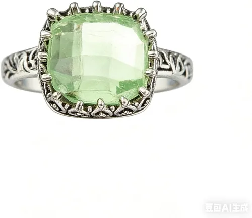 Miniatura 4 de Anillo de diamantes de princesa con piedra lunar verde vintage, gemas prehnitas, anillo de compromiso de boda, anillo de plata 925, talla 6-10