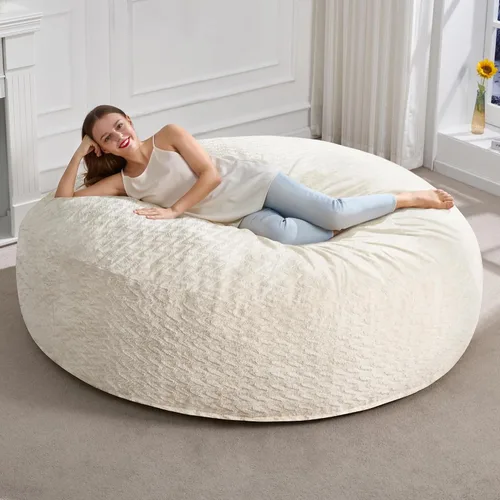 Miniatura 16 de Hobestluk Puf grande de 4 pies para adultos, con funda de piel de felpa chevrón, puf grande para sala de estar, dormitorio, residencia estudiantil