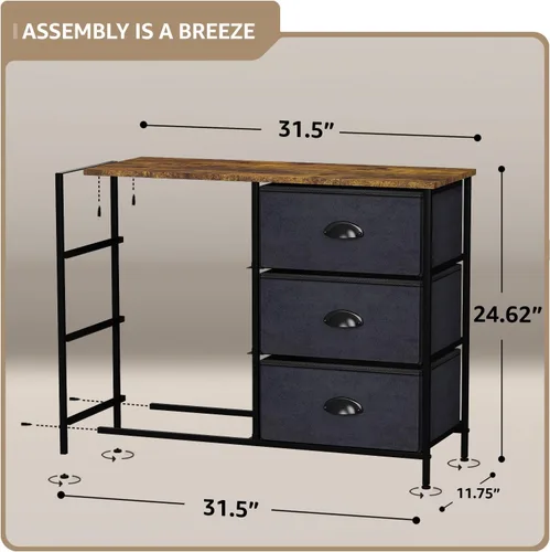 Miniatura 3 de Sorbus Cómoda con 6 cajones de tela, mueble de dormitorio, mueble de almacenamiento, torre para dormitorio, pasillo, armario, organización de Negro