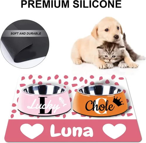 Miniatura 2 de Alfombrilla Personalizada para Cuenco de Gato y Perro - Antideslizante, Impermeable, Alfombrilla Personalizada para Mascotas para Comida y Agua