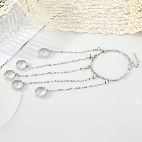 Miniatura 3 de Pulsera de cadena punk para mujer, ajustable, gótico, genial, apilable, arnés de mano, anillos de cadena, pulsera Eboy Egirls Hiphop Rock