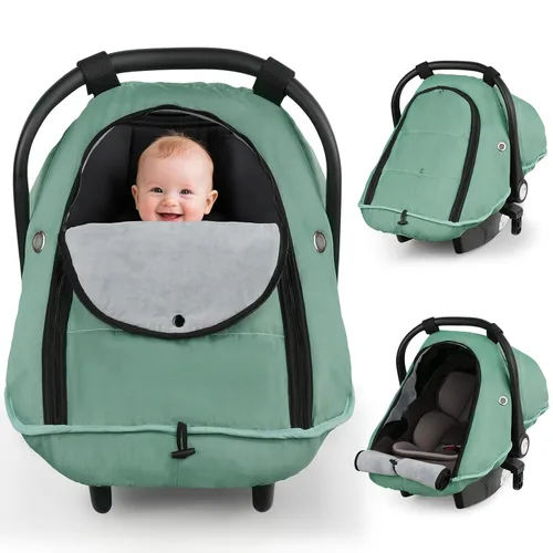 Miniatura 9 de Metplus Funda de asiento de automóvil de invierno para bebé, fundas impermeables para asiento de automóvil para bebé niño y niña, cubierta Negro
