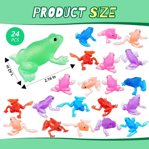 Miniatura 2 de Jenaai Paquete de 24 mini ranas de goma de juguete realistas de ranas de Pascua, figuras de animales de la selva tropical para Pascua, recuerdos