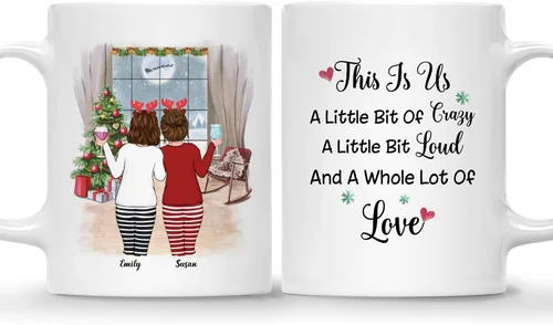 Miniatura 9 de Gossby Taza de café de Navidad personalizada para amigas, regalos de amistad personalizados para mujeres con diseño, nombre, regalos de mujer
