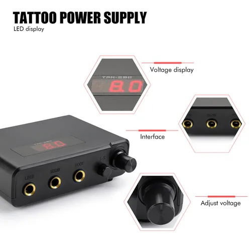Miniatura 3 de TATELF Kit de bolígrafo rotativo para tatuaje, juego completo profesional de inicio de máquina con 40 agujas de cartucho, fuente de alimentación