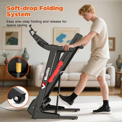 Miniatura 8 de 3.5HP Folding Treadmills for Home with Incline Optional, 300 lbs Capacity, 8.0MPH Speed, 17'' Wide Belt, App Connection, 64 Programs, BMI Detector