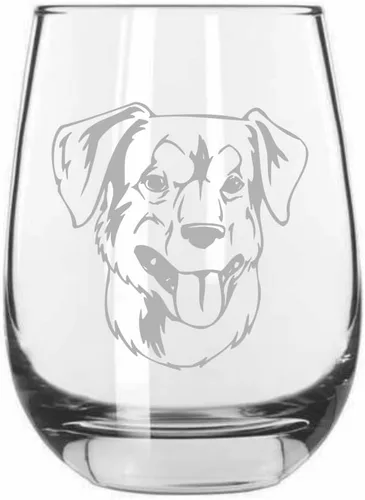 Miniatura 493 de Sakhalin Husky Dog - Copa de vino grabada personalizada de 15.25 onzas sin tallo
