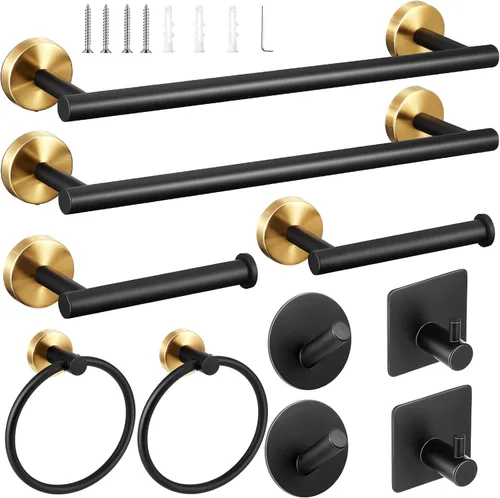 Juego de 10 piezas de accesorios de baño mate SUS304 Juego de colgadores de baño de 16 pulgadas, soporte para toallas de mano, soporte para papel