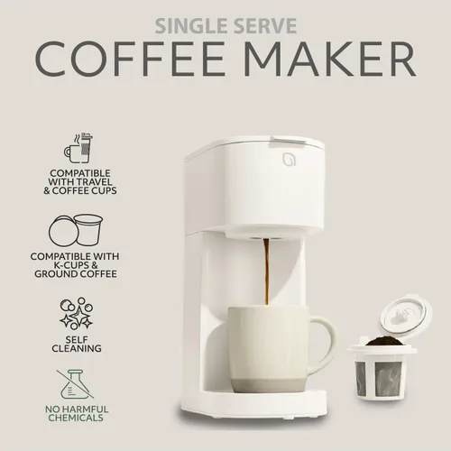 Miniatura 2 de WILLOW Cafetera de una sola porción de la serie Eco para K Cup y café molido, tamaños de preparación de 6 a 12 onzas con opción de preparación Blanco