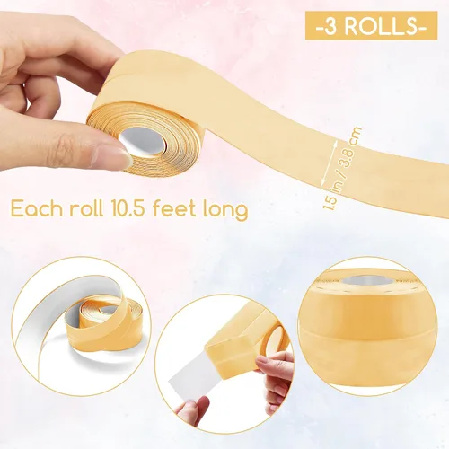 Miniatura 2 de 3 rollos de 10.5 pies de cinta de calafateo para inodoro, tira autoadhesiva de calafateado para sellado de baño, despegar y pegar, tira de calafateo