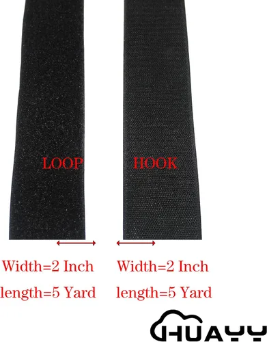Miniatura 2 de HUAYY Velcro en tejido para coser, sin adhesivos, fabricado en nailon, 2 pulgadas de ancho x 5 yardas de largo, negro (2in x 5yd)