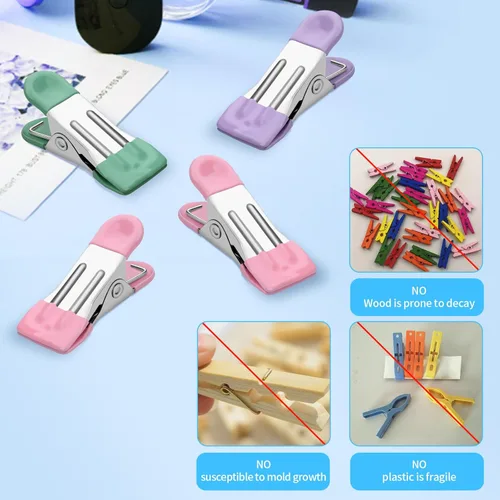 Miniatura 4 de Tinfol Alfileres de ropa, paquete de 28 alfileres para colgar ropa, clips de chips de colores, clip de suspensión resistente al aire libre, mini