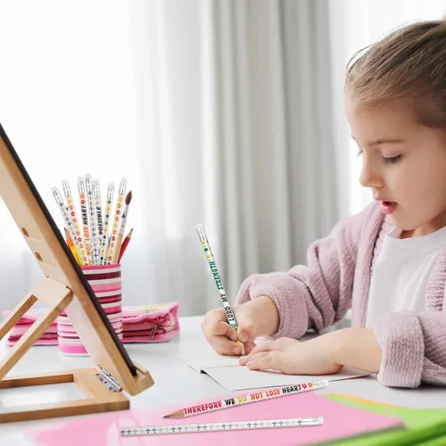Miniatura 7 de Sinmoe 100 lápices de versículos bíblicos coloridos religiosos cristianos, inspiradores, regalos bíblicos inspiradores para niños, escuela, oficina