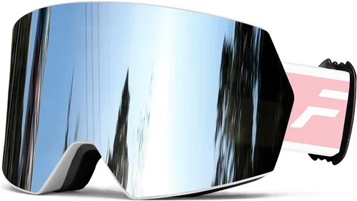 Miniatura 19 de FMY - Gafas de esquí para hombres, mujeres y jóvenes - Gafas de snowboard y esquí con protección antivaho UV400 para adultos Marco azul hielo
