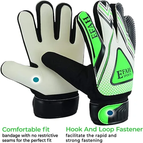 Miniatura 3 de Guantes de portero de fútbol para niños y jóvenes, guantes de portero de fútbol con agarres fuertes Negro/Verde