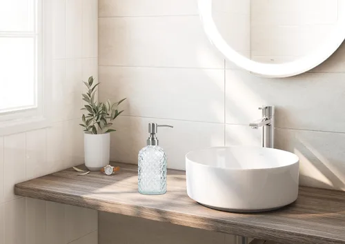 Miniatura 3 de Funly mee Dispensador de jabón para manos y platos de vidrio para baño y cocina con bomba de acero inoxidable 304 a prueba de óxido