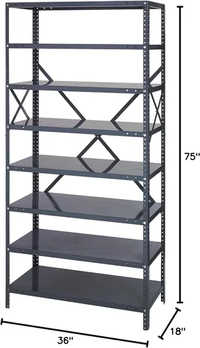 Miniatura 150 de Quantum QSBU-245BK Heavy Duty Shelving Unit with (7) Shelves and (24) QUS245 Black Bins for Garage Warehouse Storage Distribution 400 lb Load