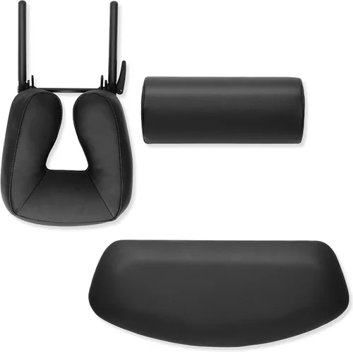 Miniatura 6 de Saloniture Mesa de masaje estacionaria profesional, incluye estante, reposacabezas, soporte facial y refuerzo, color negro
