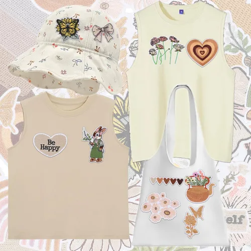 Miniatura 4 de 20 PCS Parches Bordados Vintage de Planchar para Ropa, Parches Aplicados Estéticos Femeninos para Coser para Mujeres, Lindo Parche de Bordado
