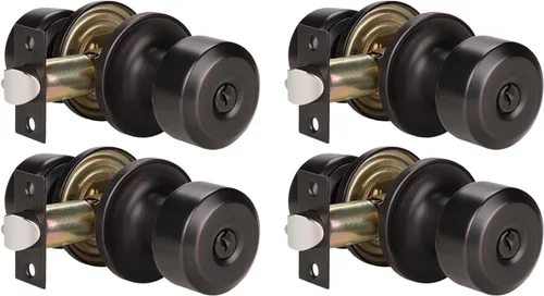Miniatura 86 de KNOBWELL Paquete de 4 pomos de puerta cuadrados modernos para paso, pomos de puerta interiores, manija de puerta de pasillo y armario, color negro