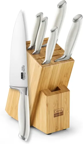 Miniatura 9 de Cooks Standard Juego de cubiertos de cocina de bambú clásico con cuchillos, hoja alemana de alto carbono de forja de acero inoxidable con bloque