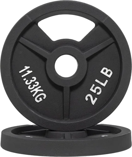 Miniatura 13 de Fitvids Placa de pesas olímpica de 2 pulgadas y de hierro fundido estándar de 1 pulgada para entrenamiento de fuerza y levantamiento de pesas
