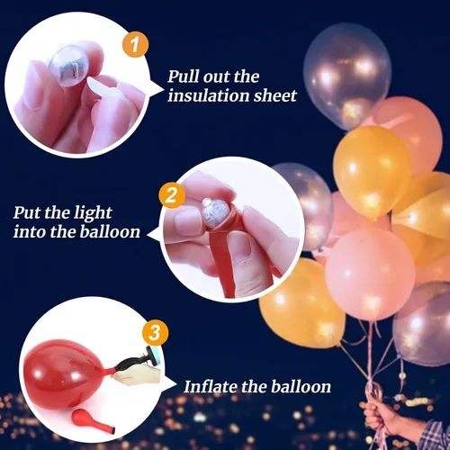 Miniatura 2 de Aogist 50 Piezas Luces para Globos Azules con Aro para Colgar, Mini Lámpara de Bola Redonda Pequeña Luz LED para Linternas de Papel y Vidrio