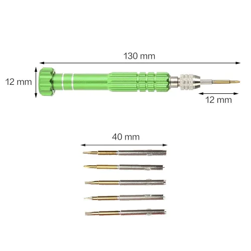 Miniatura 3 de Juego de destornilladores de precisión, mango de destornillador con kit de herramientas de apertura de reparación de 5 puntas para laptop, teléfono