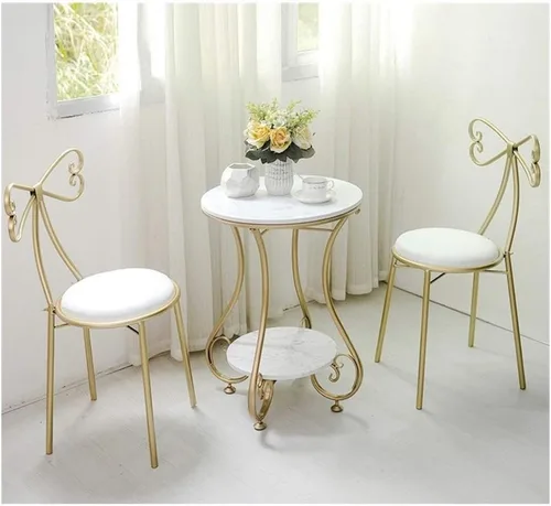 Miniatura 5 de Mesa de centro redonda de mármol con dos capas para sala de estar, mesa de café, mesa de centro Beistelltisch Mesa auxiliar (color negro)