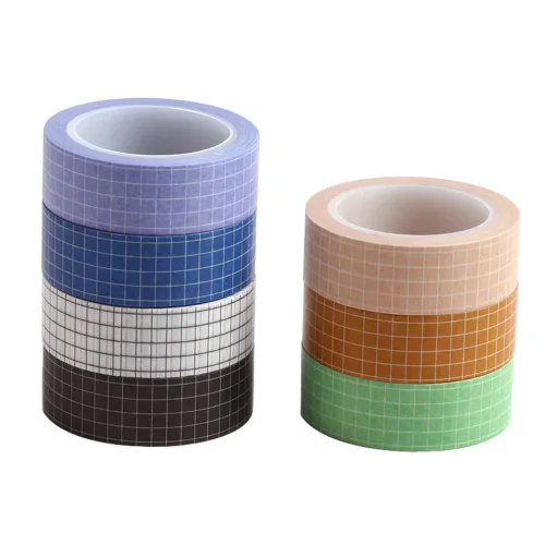 Juego de 7 rollos de cinta Washi de cuadrícula de 32.8 ft, cinta adhesiva de papel adhesivo de 0.591 in de ancho, cinta de papel adhesivo para