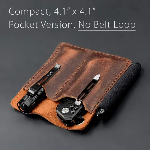 Miniatura 4 de Organizador de bolsillo de cuero EDC, funda deslizante de bolsillo, funda para cuchillo de bolsillo, portador EDC, con asa para bolígrafo