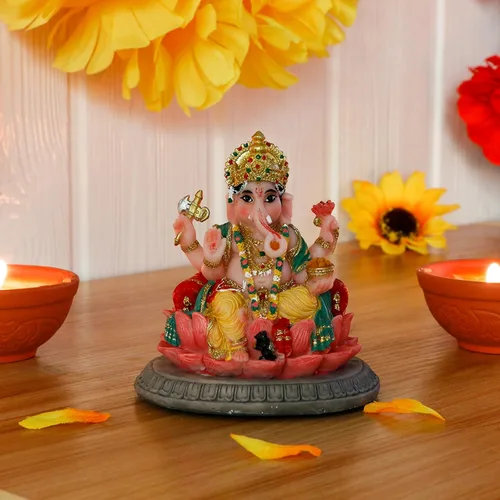 Miniatura 2 de alikiki Regalos indios, estatua de Lord Ganesha, 3.6 pulgadas de alto, ídolo hindú Ganesha para tablero de instrumentos del automóvil, regalo