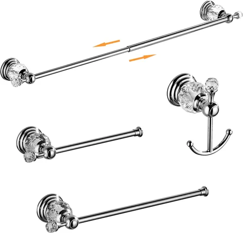 Miniatura 10 de Juego de herrajes de baño de bronce frotado con aceite, toallero ajustable, portarrollos de papel higiénico, toallero de mano, gancho, juego