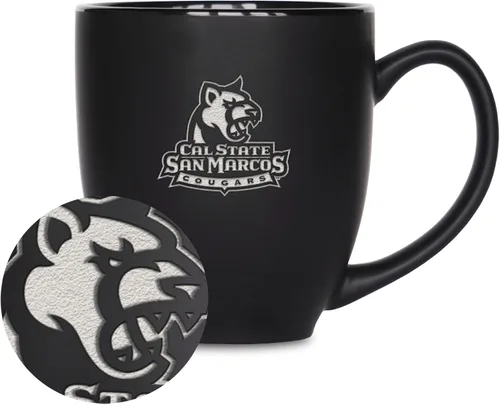 Miniatura 59 de Rico Industries - Taza de cerámica mate negra con grabado láser estándar de 15oz para NCAA (escuelas T & U) - Para bebidas calientes o frías